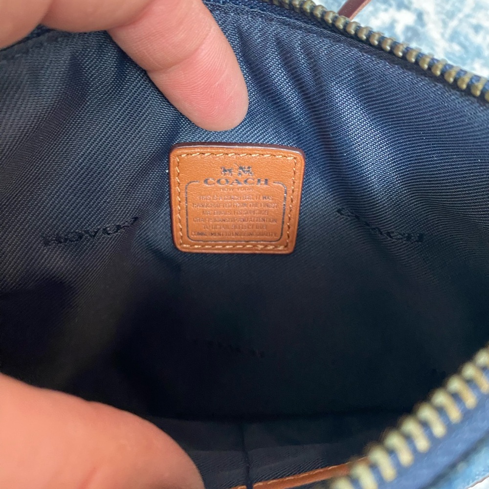 Coach Denim & Leather Blue Crossbody w Leather-and-Chain  Adjustable Strap - Picture 9 of 12